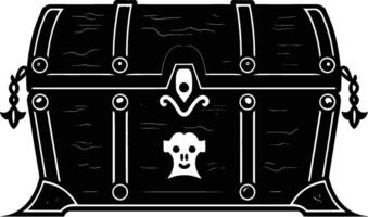 AI generated Silhouette Treasure Chest black color only vector