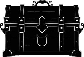 AI generated Silhouette Treasure Chest black color only vector