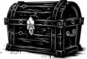 AI generated Silhouette Treasure Chest black color only vector