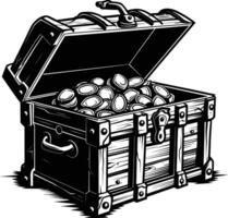 AI generated Silhouette Treasure Chest black color only vector