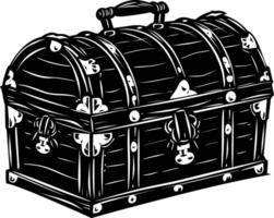 AI generated Silhouette Treasure Chest black color only vector