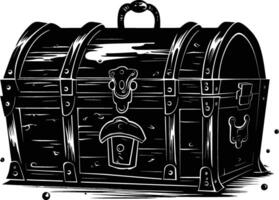 AI generated Silhouette Treasure Chest black color only vector