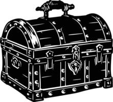 AI generated Silhouette Treasure Chest black color only vector