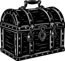 AI generated Silhouette Treasure Chest black color only vector