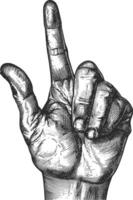 AI generated hand gesture in old engraving style for drawing reference vector