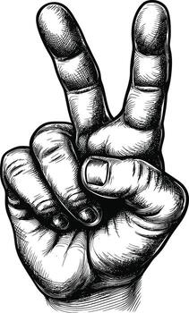 AI generated hand gesture in old engraving style for drawing reference vector