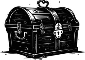 AI generated Silhouette Treasure Chest black color only vector