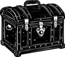 AI generated Silhouette Treasure Chest black color only vector