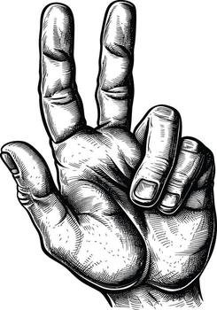 AI generated hand gesture in old engraving style for drawing reference vector