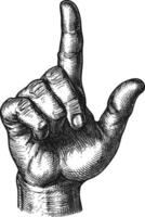 AI generated hand gesture in old engraving style for drawing reference vector