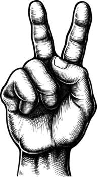 AI generated hand gesture in old engraving style for drawing reference vector