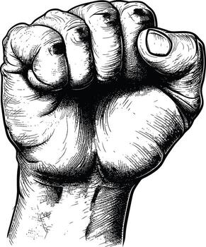 AI generated hand gesture in old engraving style for drawing reference vector