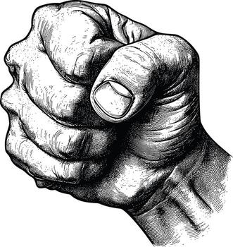 AI generated hand gesture in old engraving style for drawing reference vector