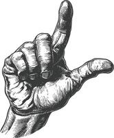 AI generated hand gesture in old engraving style for drawing reference vector