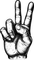 AI generated hand gesture in old engraving style for drawing reference vector