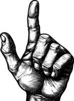 AI generated hand gesture in old engraving style for drawing reference vector