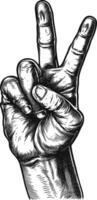 AI generated hand gesture in old engraving style for drawing reference vector