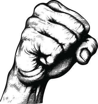 AI generated hand gesture in old engraving style for drawing reference vector