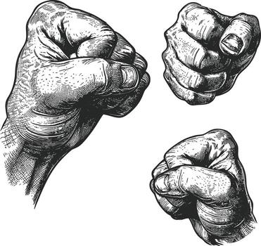 AI generated hand gesture in old engraving style for drawing reference vector