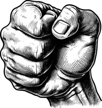 AI generated hand gesture in old engraving style for drawing reference vector