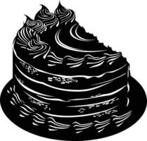 AI generated Silhouette birthday cake black color only vector