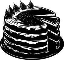 AI generated Silhouette birthday cake black color only vector