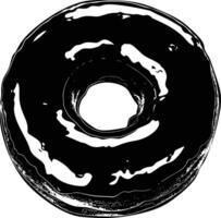 AI generated Silhouette donut black color only vector