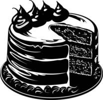 AI generated Silhouette birthday cake black color only vector