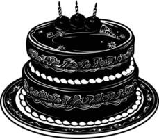 ai generado silueta cumpleaños pastel negro color solamente vector