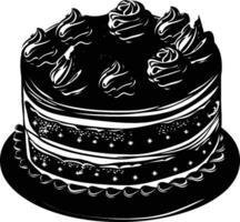 AI generated Silhouette birthday cake black color only vector