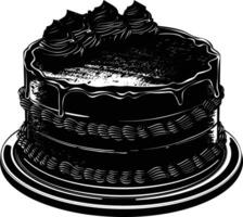 AI generated Silhouette birthday cake black color only vector