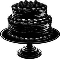 AI generated Silhouette birthday cake black color only vector