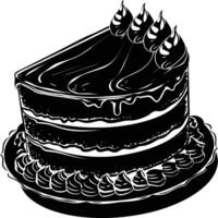 AI generated Silhouette birthday cake black color only vector