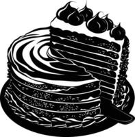 AI generated Silhouette birthday cake black color only vector