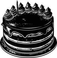 AI generated Silhouette birthday cake black color only vector