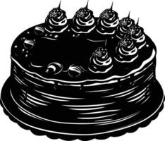 AI generated Silhouette birthday cake black color only vector