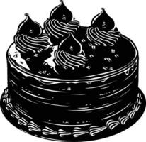 AI generated Silhouette birthday cake black color only vector