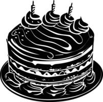 ai generado silueta cumpleaños pastel negro color solamente vector