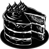 AI generated Silhouette birthday cake black color only vector