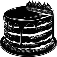 AI generated Silhouette birthday cake black color only vector