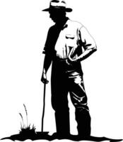 AI generated Silhouette farmer black color only full body vector