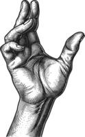 AI generated hand gesture in old engraving style for drawing reference vector