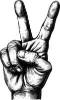 AI generated hand gesture in old engraving style for drawing reference vector