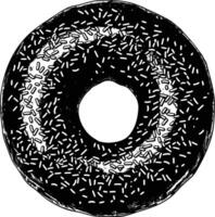 AI generated Silhouette donut black color only vector