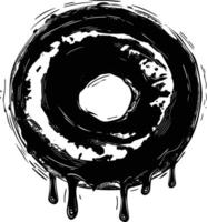 AI generated Silhouette donut black color only vector