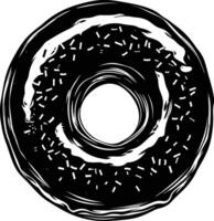 AI generated Silhouette donut black color only vector