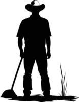 AI generated Silhouette farmer black color only full body vector