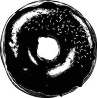 AI generated Silhouette donut black color only vector