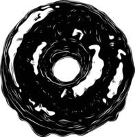 AI generated Silhouette donut black color only vector