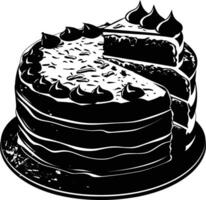 AI generated Silhouette birthday cake black color only vector